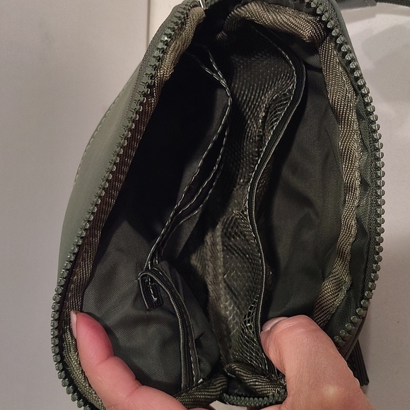 Olive Green Clutch with Detachable Canvas Strap Multiple Pockets - Picture 8 of 12